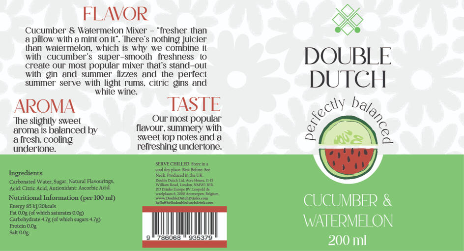 "Double Dutch" Bottle Label Redesign, Cucumber&Watermelon