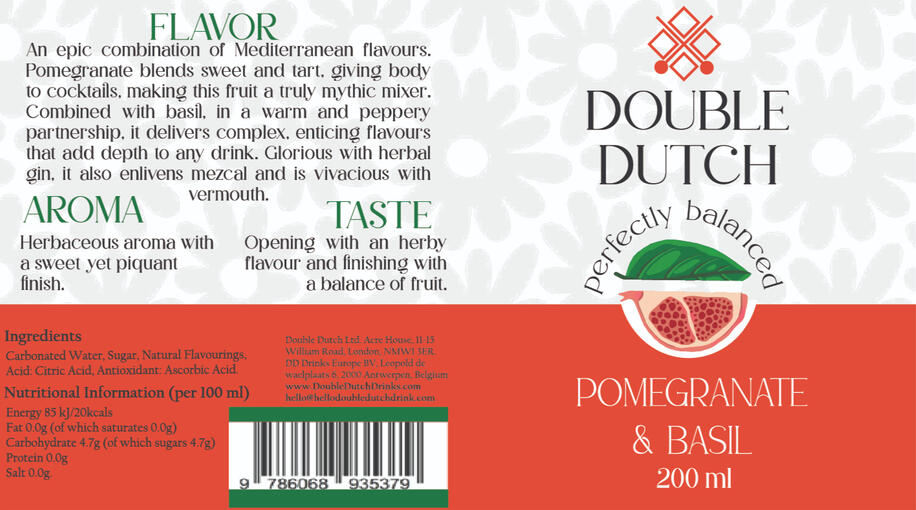 "Double Dutch" Bottle Label Redesign, Pomegranate&Basil